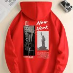 NEW YORK Print Hoodie, Cool Hoodies For Men, Men's Casual Pullover Hooded Sweatshirt With Kangaroo Pocket Streetwear For Winter Fall, As Gifts - Image 6