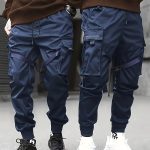 Trendy Solid Cargo Pants, Men's Multi Flap Pocket Trousers, Loose Casual Outdoor Pants, Men's Work Pants Outdoors techwear Hip Hop Style - Image 5