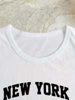 New York Letter Print T-shirt, Short Sleeve Crew Neck Casual Top For Summer & Spring, Women's Clothing - Image 6