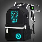 1pc Luminous Backpack, Men's Fashion Trendy Backpack, Large Capacity Lightweight Oxford Simple Cartoon Backpack - Image 4