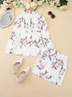 Floral Print Two-piece Suit Set, Elegant Double Breasted Blazer & Bodycon Skirt Outfits, Women's Clothing - Image 3