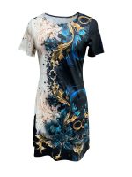 Graphic Print Colorblock Crew Neck Dress, Casual Short Sleeve Dress For Spring & Summer, Women's Clothing - Image 4