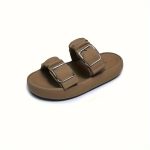 Women's Double Buckle Strap Design Slide Sandals, Casual Open Toe Summer Shoes, Comfortable Slip On Shoes - Image 5