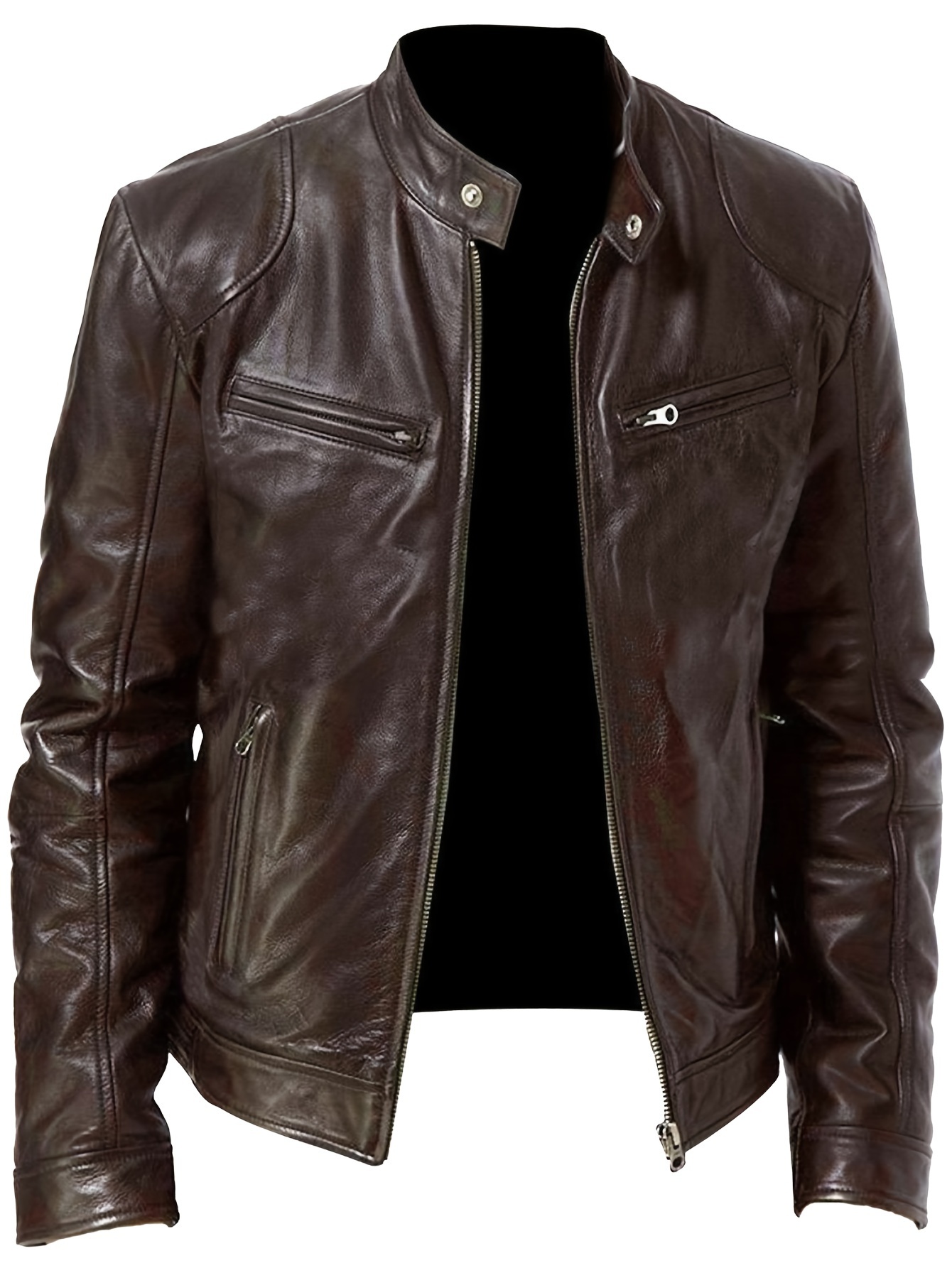 ea92a8d3-0c31-4827-ae65-fb760f702289.jpg 2026 Autumn And Winter New Zipper Cardigan Pocket PU Leather Small Stand Collar MotorcycleJacket Coat Men's Coat - Image 1