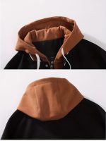 Men's Casual Hooded Varsity Jacket, Street Style Letter Print Jacket For School - Image 6