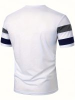 Men's Stripe Pattern Crew Neck And Short Sleeve T-shirt, Casual And Chic Tops For Summer Outdoors Activities - Image 6