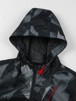 Geometric Pattern Design Men's Color Blocked Zip Up Hooded Indbreaker, Suitable For Outdoor Hiking, Camping And Travel In All Seasons - Image 11