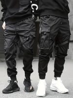 Trendy Solid Cargo Pants, Men's Multi Flap Pocket Trousers, Loose Casual Outdoor Pants, Men's Work Pants Outdoors techwear Hip Hop Style