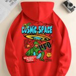 UFO & Alien Print Hoodie, Cool Hoodies For Men, Men's Casual Graphic Design Pullover Hooded Sweatshirt With Kangaroo Pocket Streetwear For Winter Fall, As Gifts - Image 4