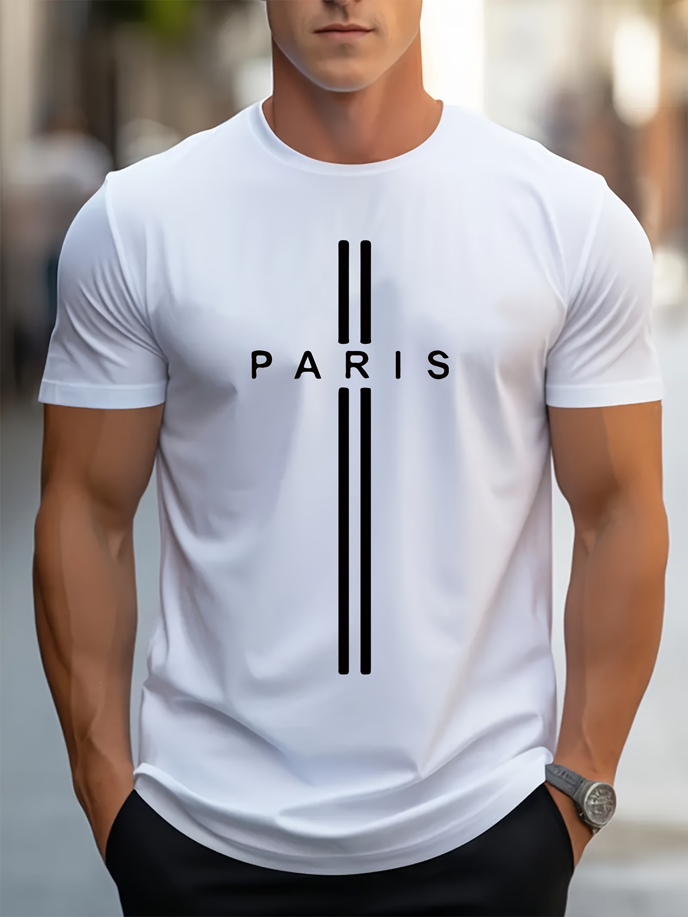 ed0bd2f9-7f61-48e7-9406-2aaa2759a27e.jpg Paris Print, Men's Graphic Design Crew Neck T-shirt, Casual Comfy Tees Tshirts For Summer, Men's Clothing Tops For Daily Vacation Resorts - Image 1