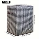1pc Clothes Storage Bag, Houndstooth Pattern Folding Fabric Storage Bag, Large Capacity Waterproof Moisture-proof Cotton Quilt Storage Bag, Home Organization And Storage - Image 3