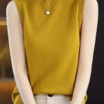 Solid Knit Mock Neck Tank Top, Casual Sleeveless Tank Top, Women's Clothing - Image 8