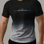 "Whatever" Print Gradient Crew Neck T-shirt For Men, Trendy Casual Short Sleeve Top, Men's Tee For Summer Outing
