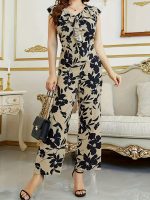 Floral Print Straight Leg Jumpsuit, Boho Ruffle Sleeve Jumpsuit For Spring & Summer, Women's Clothing - Image 7