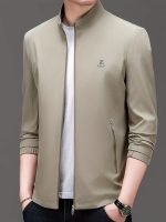 Men's Solid Colour Lapel Jackets With Zipper, Comfy Casual Long Sleeve Business Style Tops For Men's Outdoor Activities - Image 8