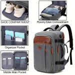 Carry-On Travel Backpack With Shoes Compartment, Expandable Waterproof Luggage Daypack, Portable Laptop Schoolbag - Image 12