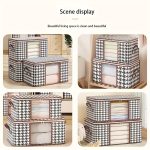 24/80L Large Capacity Houndstooth Pattern Box, Clothes Zipper Container, Dustproof Organizer - Image 3