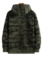 Men's Camo Loose Pullover Hooded Fleece Sweatshirt For Autumn And Winter - Image 6