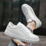 Men's Sneakers, Solid Trendy Comfy Walking Skate Shoes, For Outdoor Walking, All Seasons