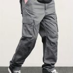 Men's Classic Solid Color Cargo Pants with Multiple Flap Pockets, Straight-Leg, Drawstring Waist, Loose Fit for Hiking, Fishing, Streetwear, and Outdoor Camping Casual Style - Image 3