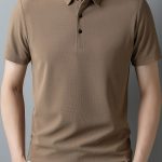 Men's Solid Short Sleeve And Lapel Collar Henley Shirt, Casual And Comfy Sports Tops For Summer Golf Wear And Outdoors Activities