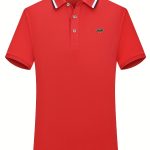 Breathable Embroidered Shirt, Men's Casual Crocodile Pattern Stripe Lapel Button Up Golf Shirt For Summer - Image 8