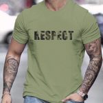 Letter RESPECT Pattern Print Men's T-shirt, Graphic Tee Men's Summer Clothes, Men's Outfits - Image 2
