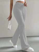 Solid High Waist Pants, Elegant Flare Leg Pants, Women's Clothing - Image 3