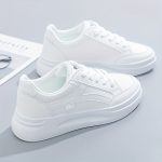 Women's Platform Skate Shoes, Versatile Height Increasing Lace Up Low Top Shoes, Outdoor Walking White Shoes - Image 16