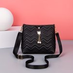 Wave Quilted Bucket Bag, Trendy Mini Crossbody Bag, Women's Shoulder Handbag & Purse - Image 9