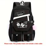 Kuromi Pattern Backpack, Kawaii Stylish School Bag, Women's Colorblock Rucksack, Large Capacity Foldable Outdoors Daypack - Image 3