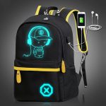 1pc Luminous Backpack, Men's Fashion Trendy Backpack, Large Capacity Lightweight Oxford Simple Cartoon Backpack - Image 5