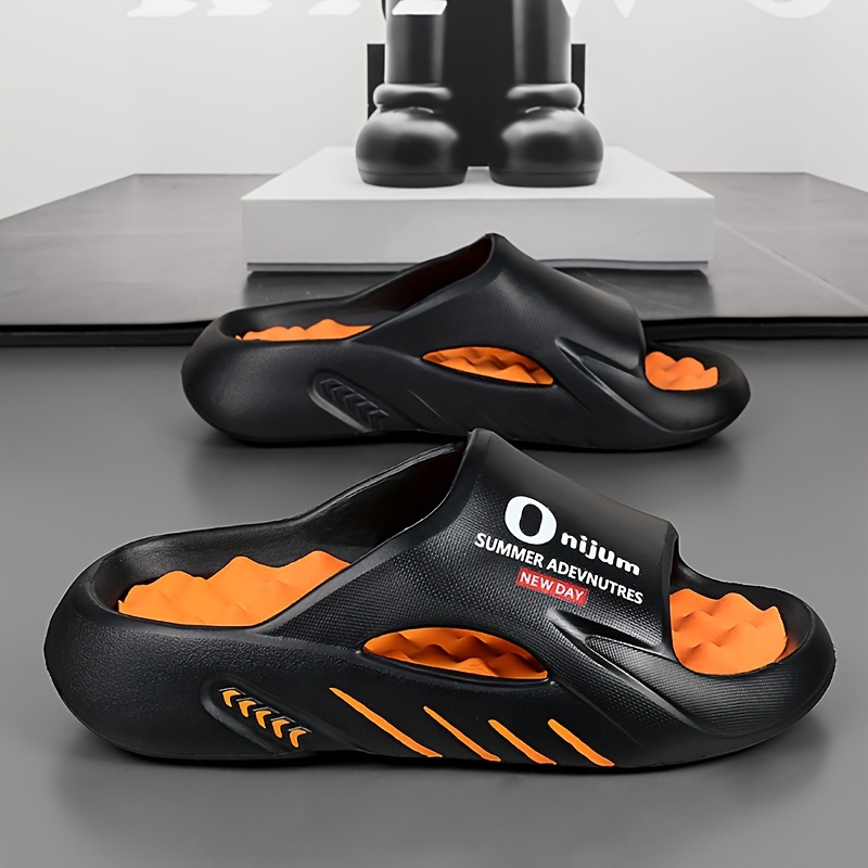 f70b4a91-68c6-4071-9502-7f6dec305e18.jpg Unisex Trendy Colour Block Open Toe Breathable Slippers With Massage Grains, Comfy Non Slip Durable EVA Sole Slides For Men's & Women's Indoor Activities - Image 1