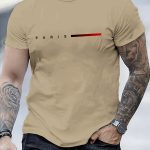Creative Letter Print, Men's Graphic Design Crew Neck T-shirt, Casual Comfy Tees For Summer, Men's Clothing Tops For Daily Gym Workout Running - Image 3
