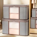 24/80L Large Capacity Houndstooth Pattern Box, Clothes Zipper Container, Dustproof Organizer - Image 5