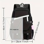 Kuromi Pattern Backpack, Kawaii Stylish School Bag, Women's Colorblock Rucksack, Large Capacity Foldable Outdoors Daypack - Image 10