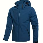 Men's Casual Hooded Waterproof Windbreaker Jacket Coat Regular Fit Coat For Spring Autumn Outdoors Hiking - Image 4