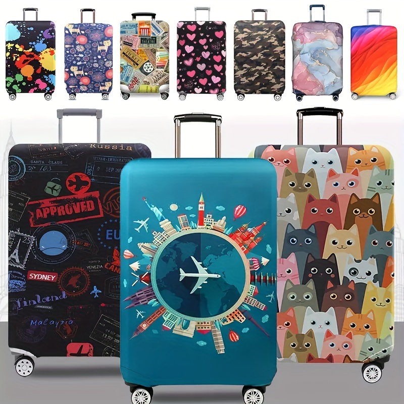 fac3fe24-66bd-429d-9762-3502b23ce7aa.jpg Elastic Luggage Cover With Cartoon Pattern, Travel Suitcase Cover, Trolley Duffle Case Travel Accessories - Image 1