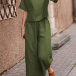 Solid Two-piece Set, Crew Neck Casual T-Shirt & Wide Leg Pants, Women's Clothing - Image 7