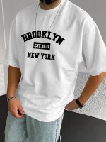" Brooklyn " Stylish Print Summer & Spring Tee For Men, Casual Short Sleeve Fashion Style T-Shirt, Sporty New Arrival Novelty Top For Leisure