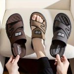 Men's Alphabet Design Casual Dual-Purpose Sandals Slippers, Non-Slip Beach Shoes For Summer Outdoor