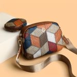 Rhombus Pattern Crossbody Bag, Colorblock Mini Square Bag, Women Retro Shoulder Bag With Coin Purse - Image 4
