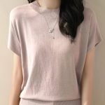Solid Color Crew Neck Pullover Sweater, Casual Short Sleeve Ribbed Knitted Sweater For Every Day, Women's Clothing - Image 2