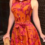 Abstract Print Button Front Sleeveless Dress, Casual Tie-waist Lapel Dress For Spring & Summer, Women's Clothing - Image 8