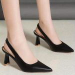 Women's Solid Color Shoes, Point Toe Ankle Strap Slingback Stiletto Heel Trendy Shoes, Elegant Dress Comfy Shoes - Image 3
