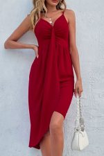 Solid Color Sleeveless Irregular Hem Bodycon Dress - Image 2