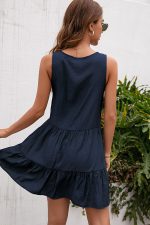 Solid Color Patchwork Sleeveless Mini Dress - Image 5
