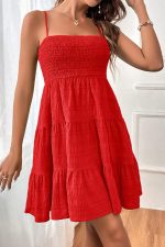 Solid Color Sleeveless Smocked Mini Dress - Image 2