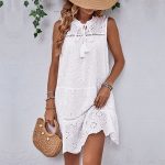Solid Color Hollow Design Loose Style Dress - Image 5