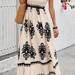 Fashion Printed Smocked Chest Holiday Style Dress
